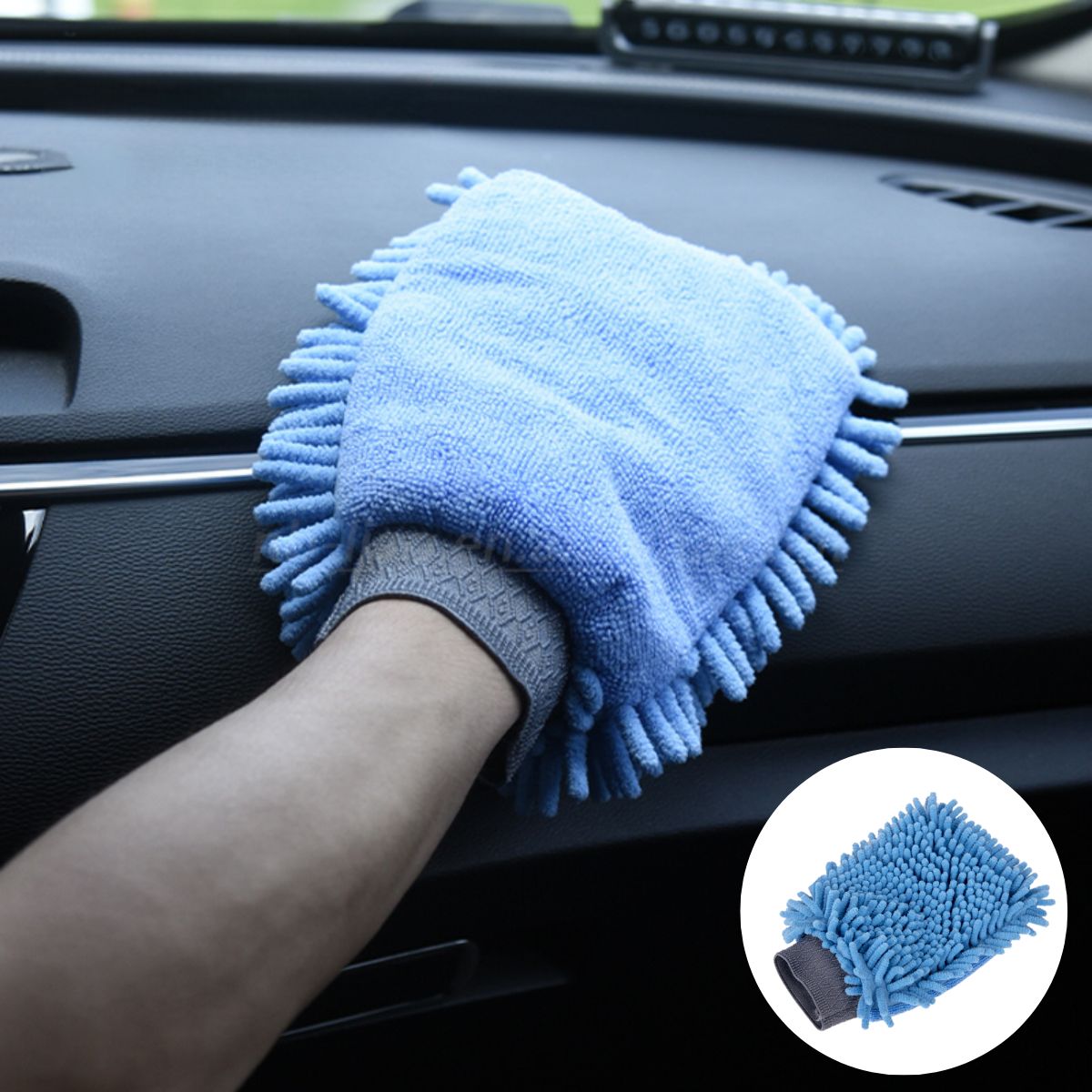 Guante de Microfibra Chenille 2 en 1 para Limpieza y Lavado de Autos (24×16cm).