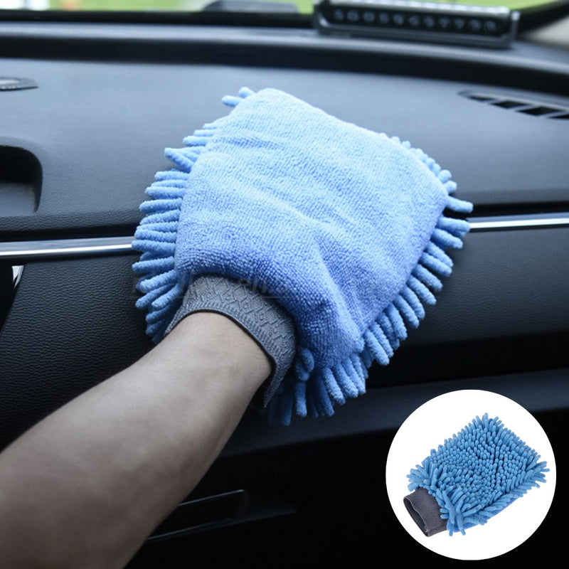 Guante de Microfibra Chenille 2 en 1 para Limpieza y Lavado de Autos (24×16cm).