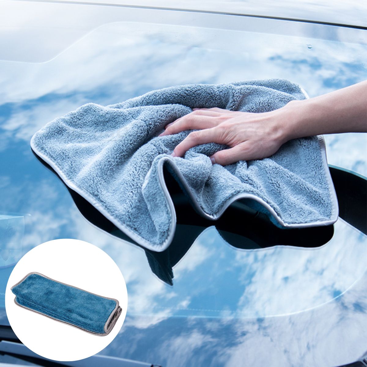 Toalla de Microfibra para Auto (45×38cm). Paño Súper Absorbente para Secado y Detallado.