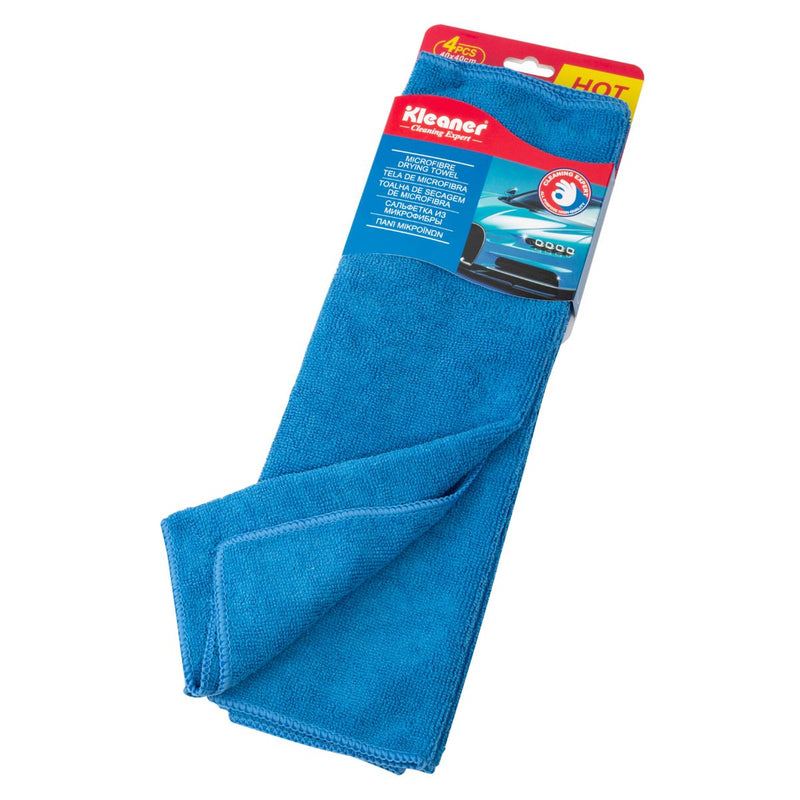 Paños de Microfibra para Secado (40×40cm). Pack de 4 Toallas Súper Absorbentes para Auto y Hogar.