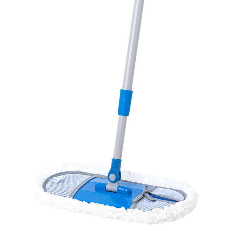 Lampazo Mopa Plana de Microfibra (37x13cm) con Mango Telescópico Ajustable 75–130 cm. Trapeador para Todo Tipo de Pisos.