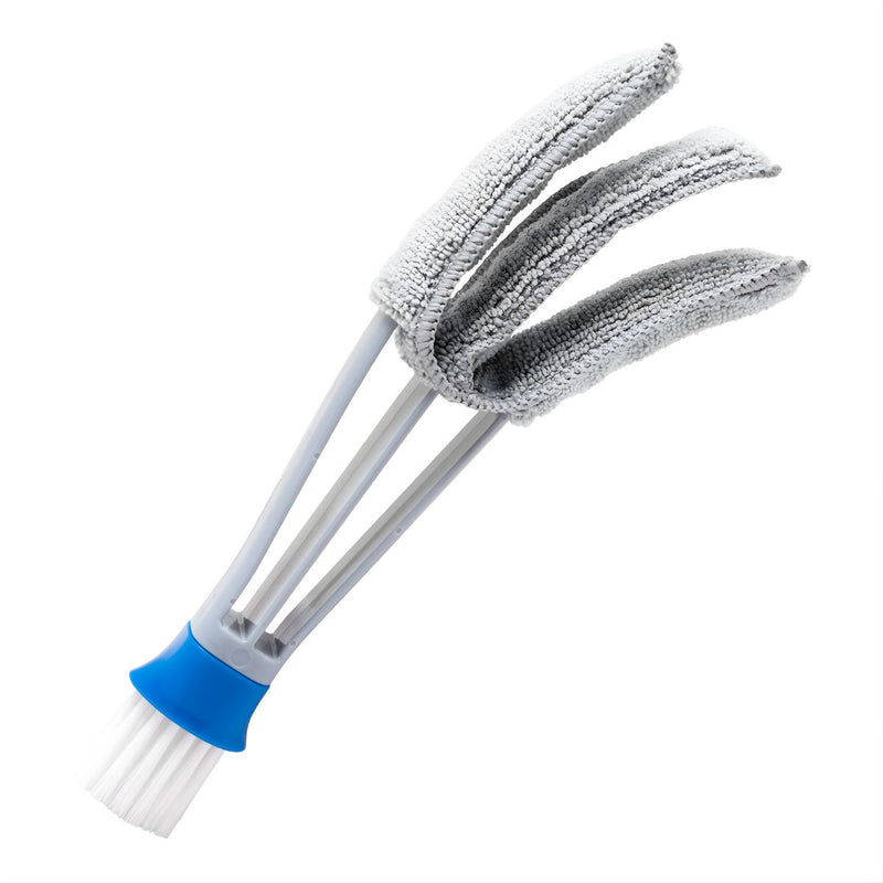 Cepillo Limpiador para Persianas y Rejillas con Triple Brazo. Cepillo con Microfibra y Cerdas de 30 mm.