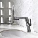 Grifo para lavamanos 29 cm Monomando manguera extraible pluma lavabo Gris mate de alta calidad