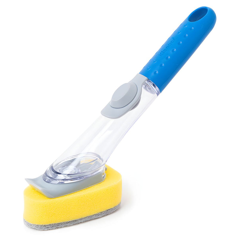 Cepillo con Dispensador de Jabón y Cabezal de Esponja. Limpiador para Platos, Ollas y Fregadores.