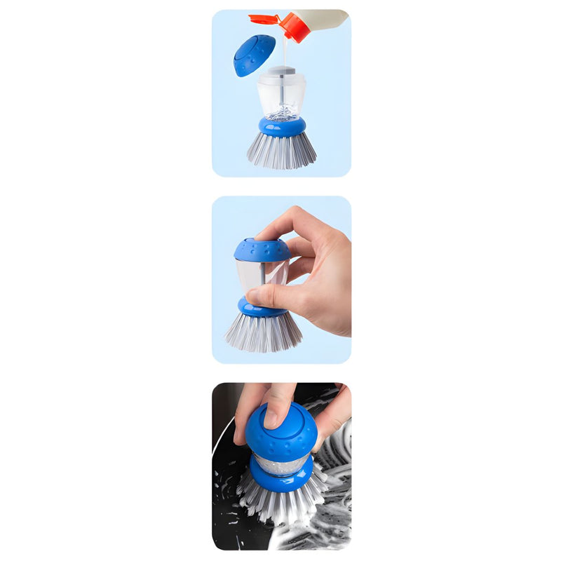Cepillo con Dispensador de Jabón Integrado para Lavar Platos. Cepillo de Cocina con Cerdas de 30mm.