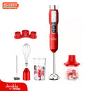 Batidora De Mano Inalámbrica Roja 100W. 16V. Set 5 en 1. Ideal para mezclas jugo y salsa. Batería y cargador por separado.