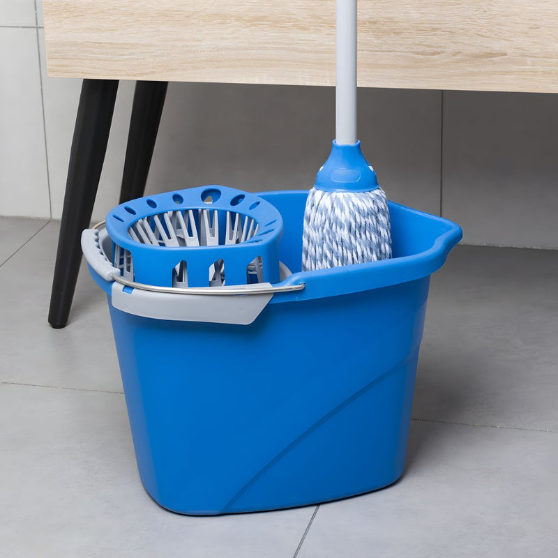 Balde con Escurridor para Trapeador de 15 Litros. Cubeta Plástica con Exprimidor. Cubo.