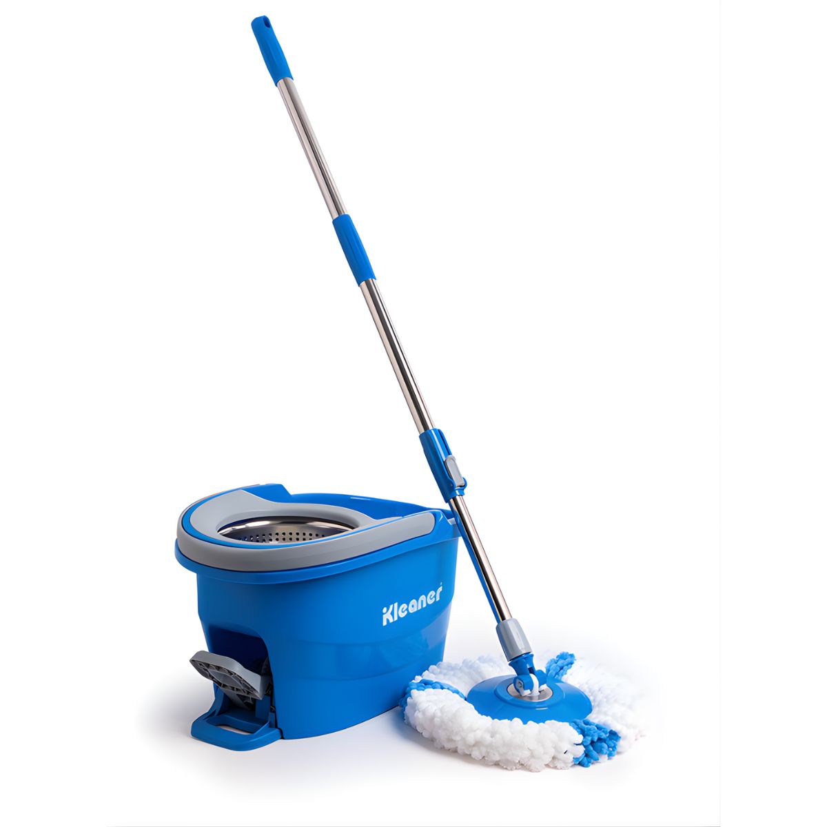 Trapeador con cubo escurridor. Lampazo Mopa Twist con Sistema de Auto Escurrido por Pedal. Set con Balde y 2 Repuestos.