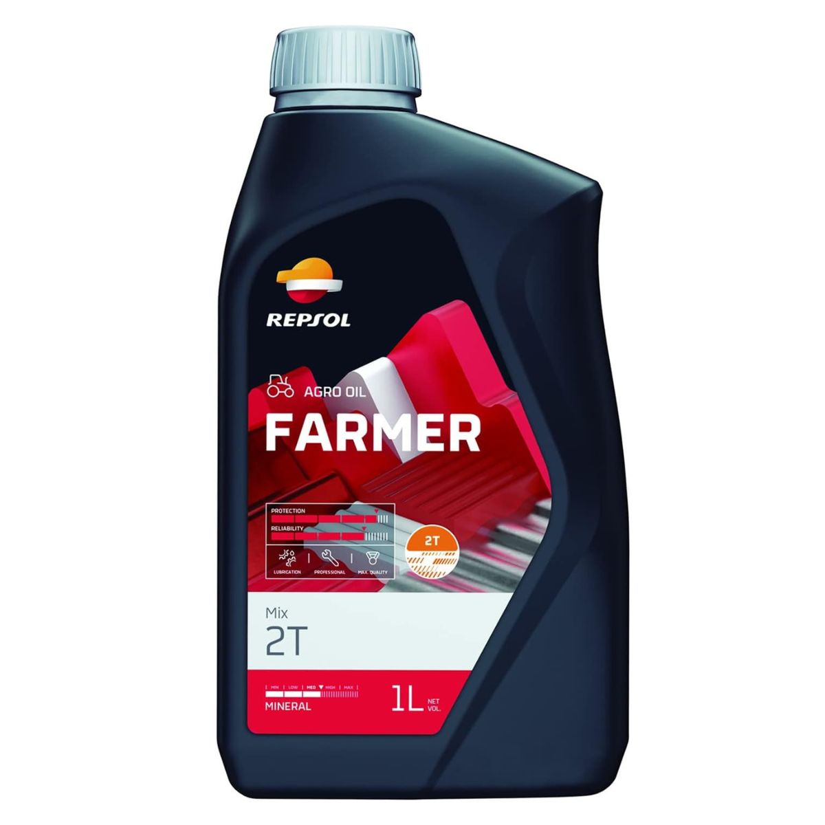 Aceite lubricante para motor 2 tiempos 1 Litro. Farmer Tools 2T Repsol