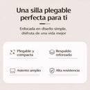 Silla Plegable Reforzada En Metal (79×44×45Cm). Marco Blanco Y Asiento En Cuerina Acolchada. Soporta hasta 150Kg.