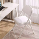 Silla Plegable Reforzada En Metal (79×44×45Cm). Marco Blanco Y Asiento En Cuerina Acolchada. Soporta hasta 150Kg.