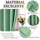 Cortinas Blackout Verde con Argollas (1.4x2.4m) Bloqueo 85% Luz. Cortinas de tela con anillos (2 paneles).