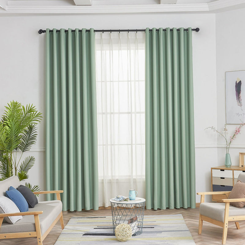 Cortinas Blackout Verde con Argollas (1.4x2.4m) Bloqueo 85% Luz. Cortinas de tela con anillos (2 paneles).