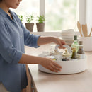 Organizador Giratorio Multifuncional 360° para Cocina (25.5cm) con Asa. Base Antideslizante. Bandeja Giratoria.