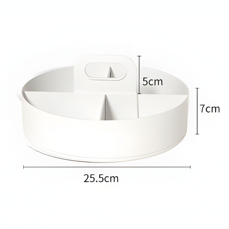 Organizador Giratorio Multifuncional 360° para Cocina (25.5cm) con Asa. Base Antideslizante. Bandeja Giratoria.