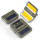 Lámpara Portátil Solar Plegable 2400Lm 5000mAh.  Color Verde Militar. Recargable por USB-C (141×100×30mm). Luz de Emergencia.