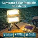 Lámpara Portátil Solar Plegable 2400Lm 5000mAh.  Color Verde Militar. Recargable por USB-C (141×100×30mm). Luz de Emergencia.