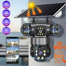 Cámara de Seguridad Solar WiFi. Triple Lente 12MP 2K IP66 PTZ 360°. Zoom 10X. Audio Bidireccional con Detección Humana.