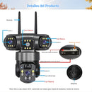 Cámara de Seguridad Solar 4G. Triple Lente 12MP 2K IP66 PTZ 360°. Zoom 10X. Audio Bidireccional con Detección Humana.