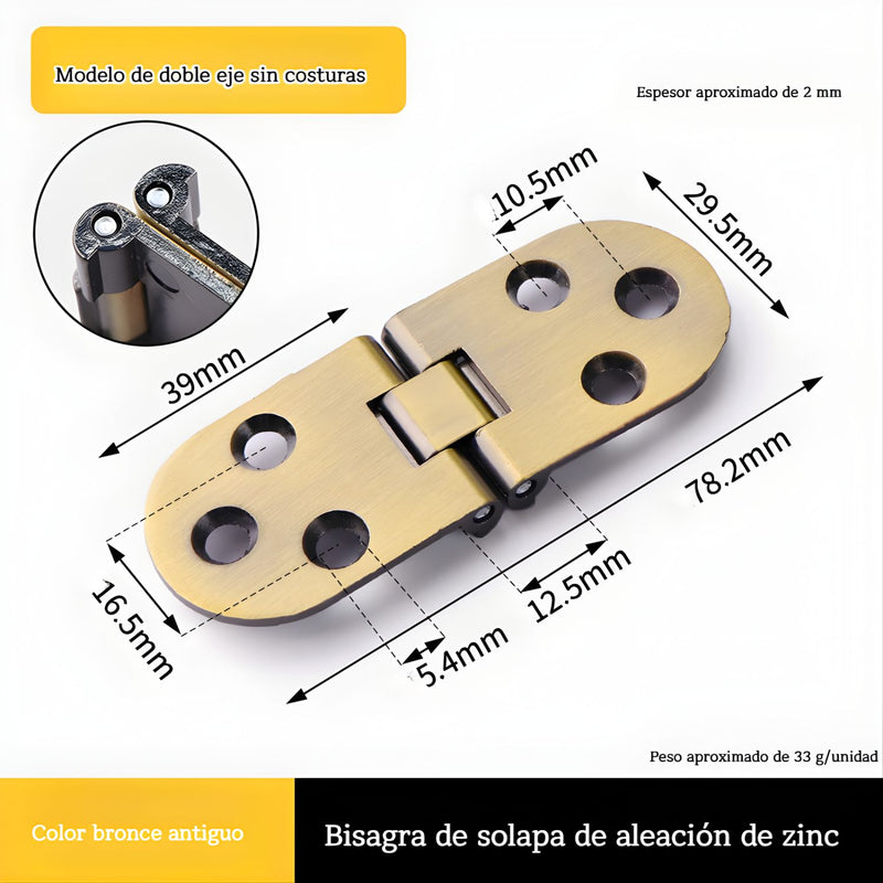 Bisagra Solapada Reforzada De Aleación De Zinc. Bisagra Sobrepuesta Para Puertas Y Muebles. Color Bronce Antiguo.