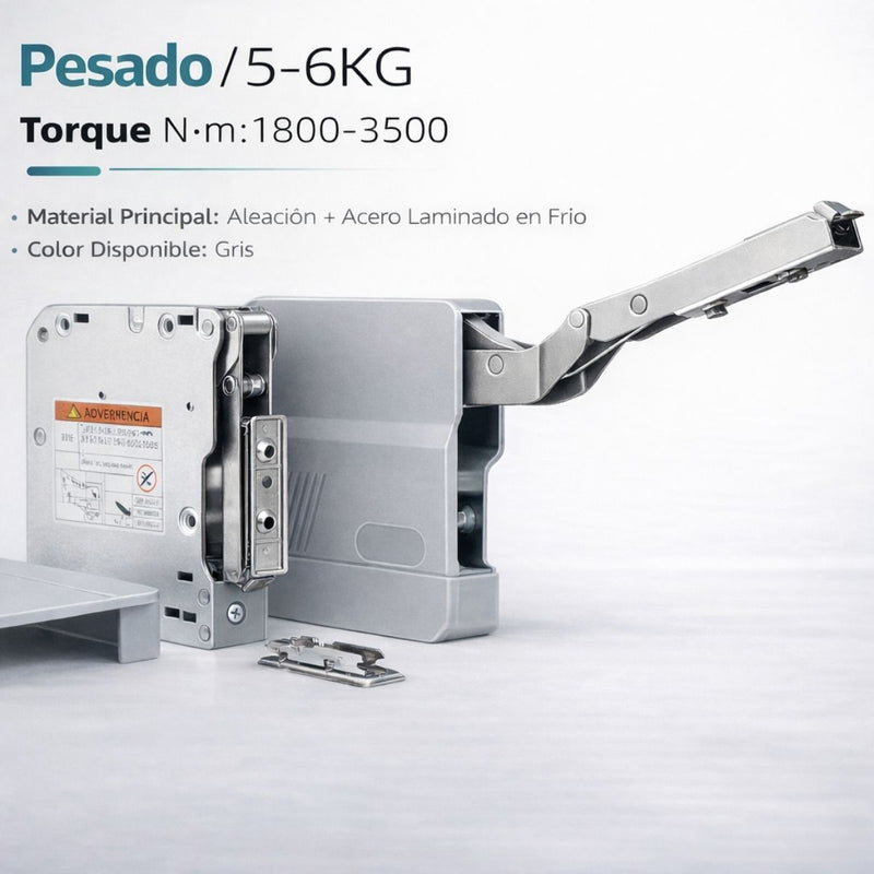 Soporte Hidráulico Con Torque 1800–3500N·m para Puertas Abatibles De Hasta 6kgs Y Gabinetes. cocinas Mecanismo De Elevación Ajustable (Se vende en Par).