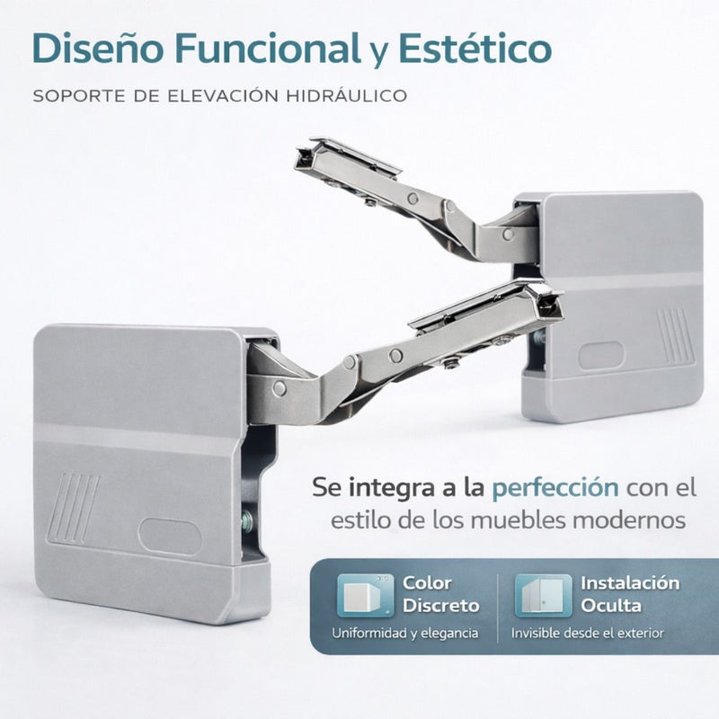 Soporte Hidráulico Con Torque 1800–3500N·m para Puertas Abatibles De Hasta 6kgs Y Gabinetes. cocinas Mecanismo De Elevación Ajustable (Se vende en Par).