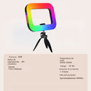 Luz de Anillo RGB Portátil 20W con Trípode Metálico y Soporte para Celular. Iluminación Profesional para influencers o streaming.