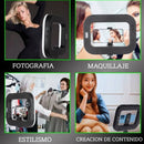Luz de Anillo RGB Portátil 20W con Trípode Metálico y Soporte para Celular. Iluminación Profesional para influencers o streaming.