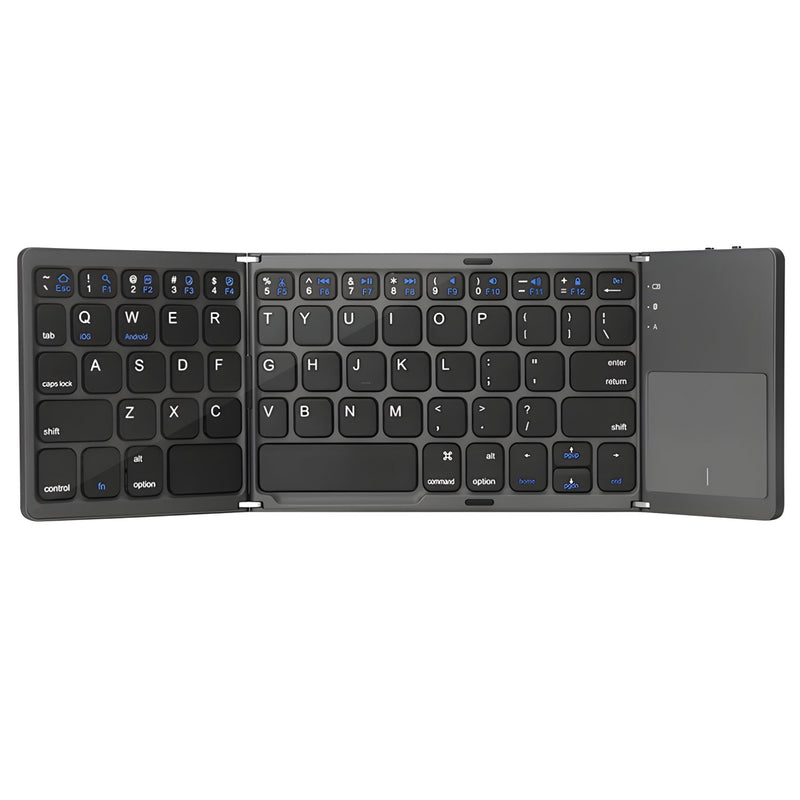 Teclado Bluetooth Plegable Portátil con Touchpad. Compatible iOS Android Windows (305×98×8mm).