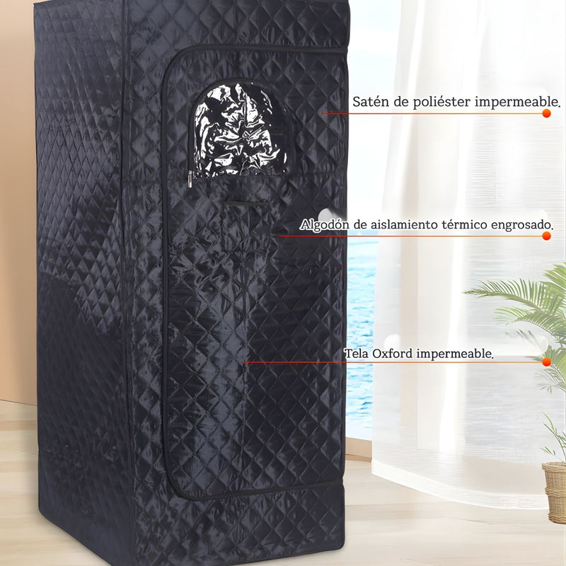 Sauna Portátil de Infrarrojos. Cabina Térmica Individual Plegable. Calentamiento Rápido 1000W. Control Remoto y Temporizador (90x90x180cm).