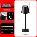 Lámpara LED de Mesa Portátil e Inalámbrica. Diseño Moderno con Base Cuadrada. 3 Tonos de Luz. Control Táctil con Atenuación Continua. Color negro. Usado en restaurantes