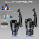 Soporte para Celular 2 en 1 para Portavasos de Auto, Brazo Ajustable Antivibración y Rotación 360°, Compatible con Smartphones 4”–7.2” y Vasos hasta 3.9”
