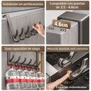 Perchero para Puerta sin Perforar de Aluminio Espacial (39cm). Colgador Multifuncional de 6 Ganchos Compatible con Puertas de 3.5 a 4.6 cm. Color Gris.