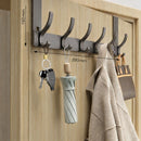 Perchero para Puerta sin Perforar de Aluminio Espacial (39cm). Colgador Multifuncional de 6 Ganchos Compatible con Puertas de 3.5 a 4.6 cm. Color Gris.