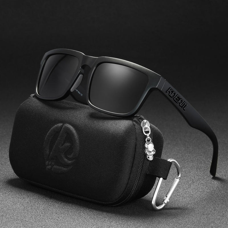 Lentes de Sol Polarizados UV400 Unisex, Montura Rectangular Ligera, Protección Antirreflejo para Conducir, Pesca y Actividades al Aire Libre.(Incluye Estuche). Color Negro.