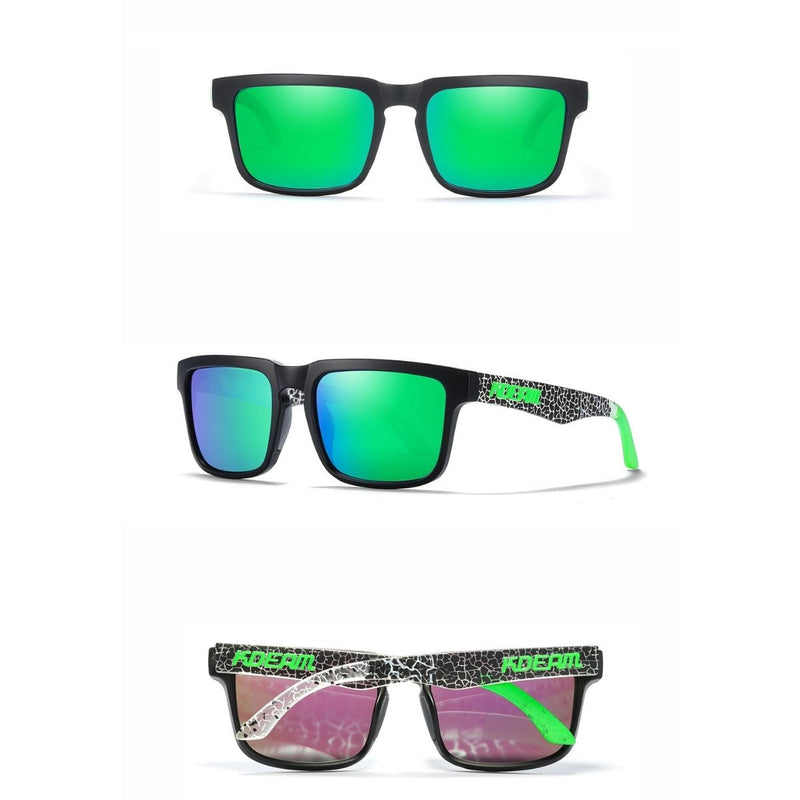 Lentes de Sol Polarizados UV400 Unisex, Montura Rectangular Ligera, Protección Antirreflejo para Conducir, Pesca y Actividades al Aire Libre.(Incluye Estuche). Lente Verde Espejo