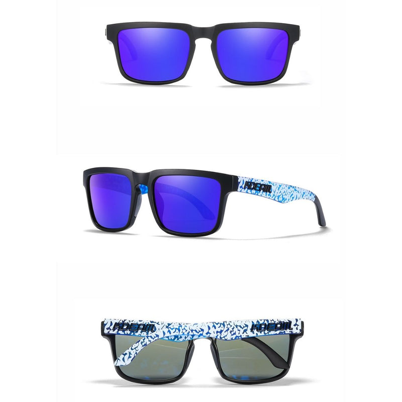 Lentes de Sol Polarizados UV400 Unisex, Montura Rectangular Ligera, Protección Antirreflejo para Conducir, Pesca y Actividades al Aire Libre.(Incluye Estuche). Lente Azul Celeste Espejo