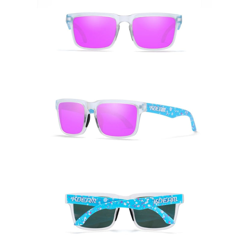 Lentes de Sol Polarizados UV400 Unisex, Protección Antirreflejo para Conducir, Pesca y Actividades al Aire Libre.(Incluye Estuche).Montura Azul Y Lente Magenta Espejo