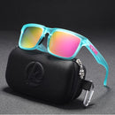 Lentes de Sol Polarizados UV400 Unisex, Protección Antirreflejo para Conducir, Pesca y Actividades al Aire Libre.(Incluye Estuche).Montura Celeste Y Lente Magenta Espejo