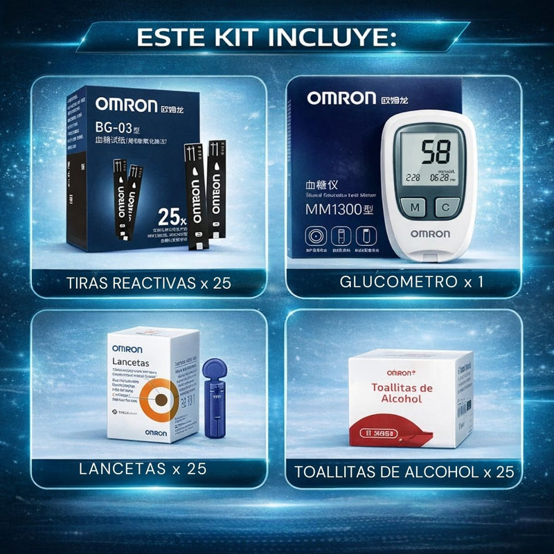 Glucómetro Digital con 25 Tiras Reactivas, Lancetas y Toallitas de Alcohol. Medidor De Glucosa Rápido y Preciso en 6 Segundos