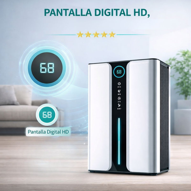 Deshumidificador Eléctrico con Pantalla Digital y Tanque de 3L y 78W. Ideal Para Closets, Armarios, Cuartos Y Baños. Extractor De Humedad en Cobertura 30–60 m².