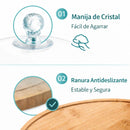 Plato Redondo de Bambú con Tapa Transparente Ideal para Postres, Pan y Snacks, Uso Doméstico y Comercial. Bandeja De Madera. Panera. 11” (28cm)