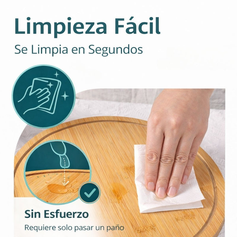 Plato Redondo de Bambú con Tapa Transparente Ideal para Postres, Pan y Snacks, Uso Doméstico y Comercial. Bandeja De Madera. Panera. 11” (28cm)
