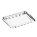 Bandeja Cuadrada de Acero Inoxidable 304 Grado Alimenticio, Bordes Redondeados y Acabado Espejo, Uso Doméstico y Comercial 32x22x2cm