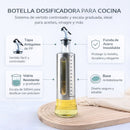 Botella Dosificadora de Aceite 500 ml con Escala Graduada, Vidrio con Funda de Acero Inoxidable, Vertido Controlado, Uso para Cocina Doméstica y Profesional