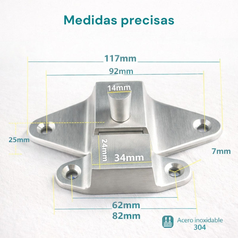 Cerrojo de Seguridad de Acero Inoxidable. Pestillo Metálico Antirrobo para Puertas Y Armarios. Aldaba. Picaporte.