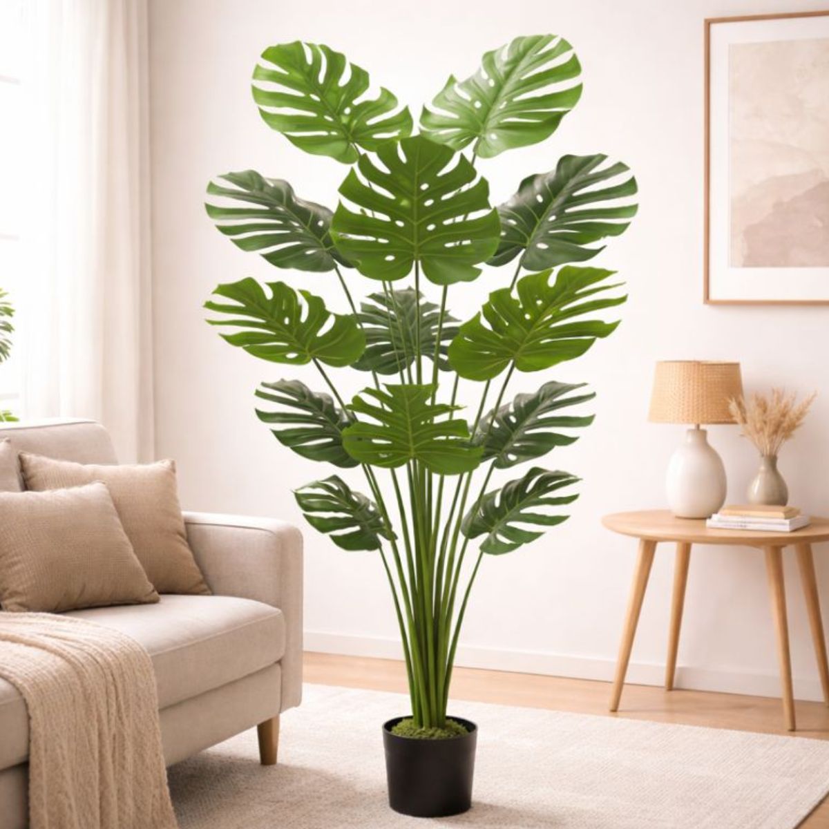 Planta Monstera Artificial. Monstera (Costilla de Adán)  Decorativa para Interiores. Altura de 180 cm.