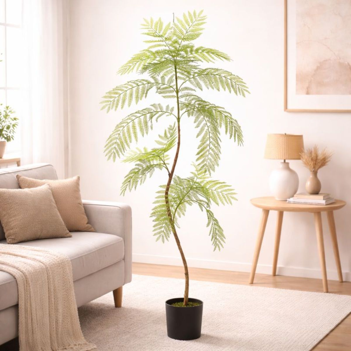Planta Artificial Tipo Jacarandá. Árbol Jacarandá Decorativo para Interiores. Altura de 140 cm.