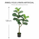 Planta Artificial Ficus Lyrata. Árbol Ficus Decorativo para Interiores. Altura de 120 cm.