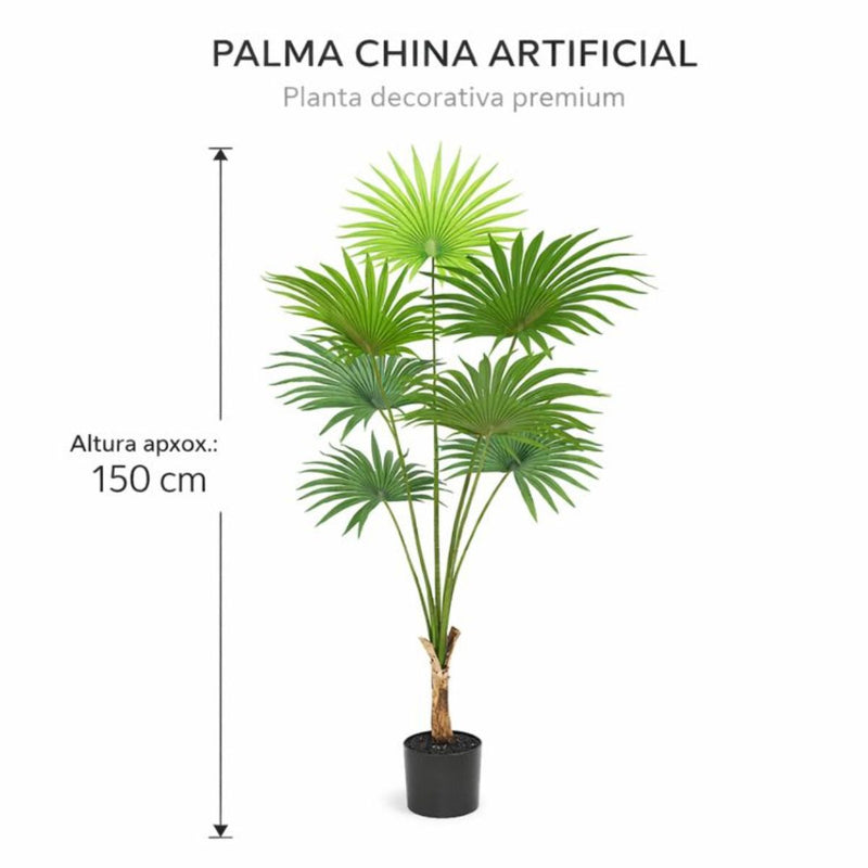Planta China Artificial. Palmera China Artificial Decorativa para Interior. Altura de 150cm.